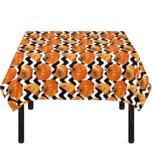 Wave Pumpkin Pattern Print Tablecloth Kitchen Home Decor