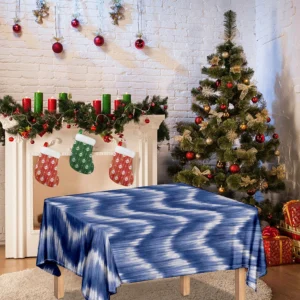 Wavy Shibori Pattern Print Tablecloth Kitchen Home Decor
