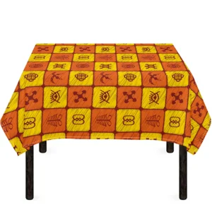 West Adinkra Symbols Pattern Print Tablecloth Kitchen Home Decor
