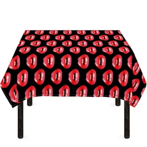 Wet Lips Pattern Print Tablecloth Kitchen Home Decor