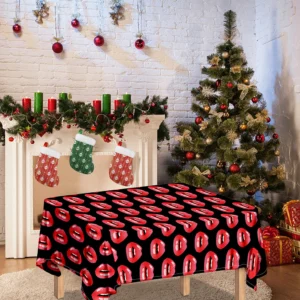 Wet Lips Pattern Print Tablecloth Kitchen Home Decor