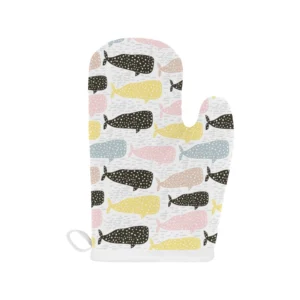 Whale Dot Pattern Heat Resistant Oven Mitts Pot Holders Set