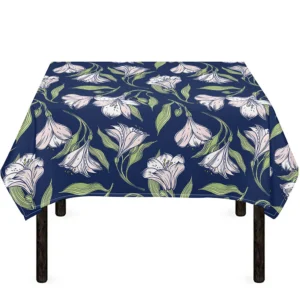 White Alstroemeria Pattern Print Tablecloth Kitchen Home Decor