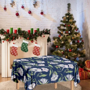 White Alstroemeria Pattern Print Tablecloth Kitchen Home Decor