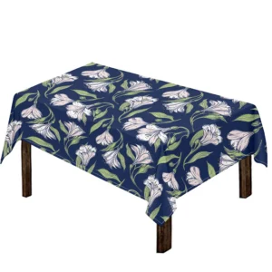 White Alstroemeria Pattern Print Tablecloth Kitchen Home Decor