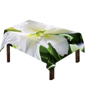 White Amaryllis Print Tablecloth Kitchen Home Decor