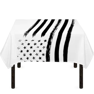 White And Black American Flag Print Tablecloth Kitchen Home Decor