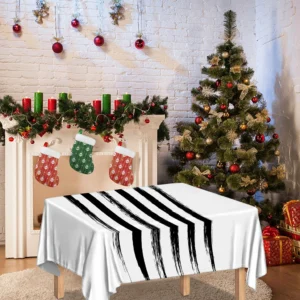 White And Black American Flag Print Tablecloth Kitchen Home Decor