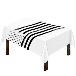 White And Black American Flag Print Tablecloth Kitchen Home Decor