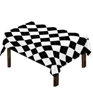 White And Black Argyle Pattern Print Tablecloth Kitchen Home Decor