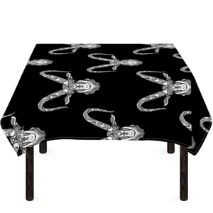White And Black Capricorn Sign Print Tablecloth Kitchen Home Decor
