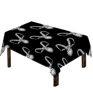 White And Black Capricorn Sign Print Tablecloth Kitchen Home Decor