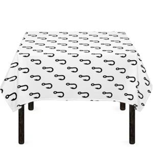 White And Black Fishing Hooks Print Tablecloth Kitchen Home Decor