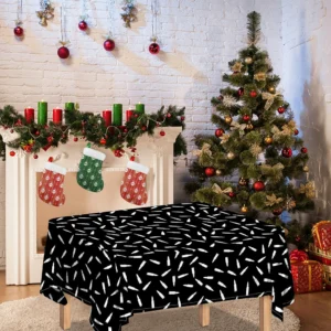 White And Black Gun Bullet Pattern Print Tablecloth Kitchen Home Decor