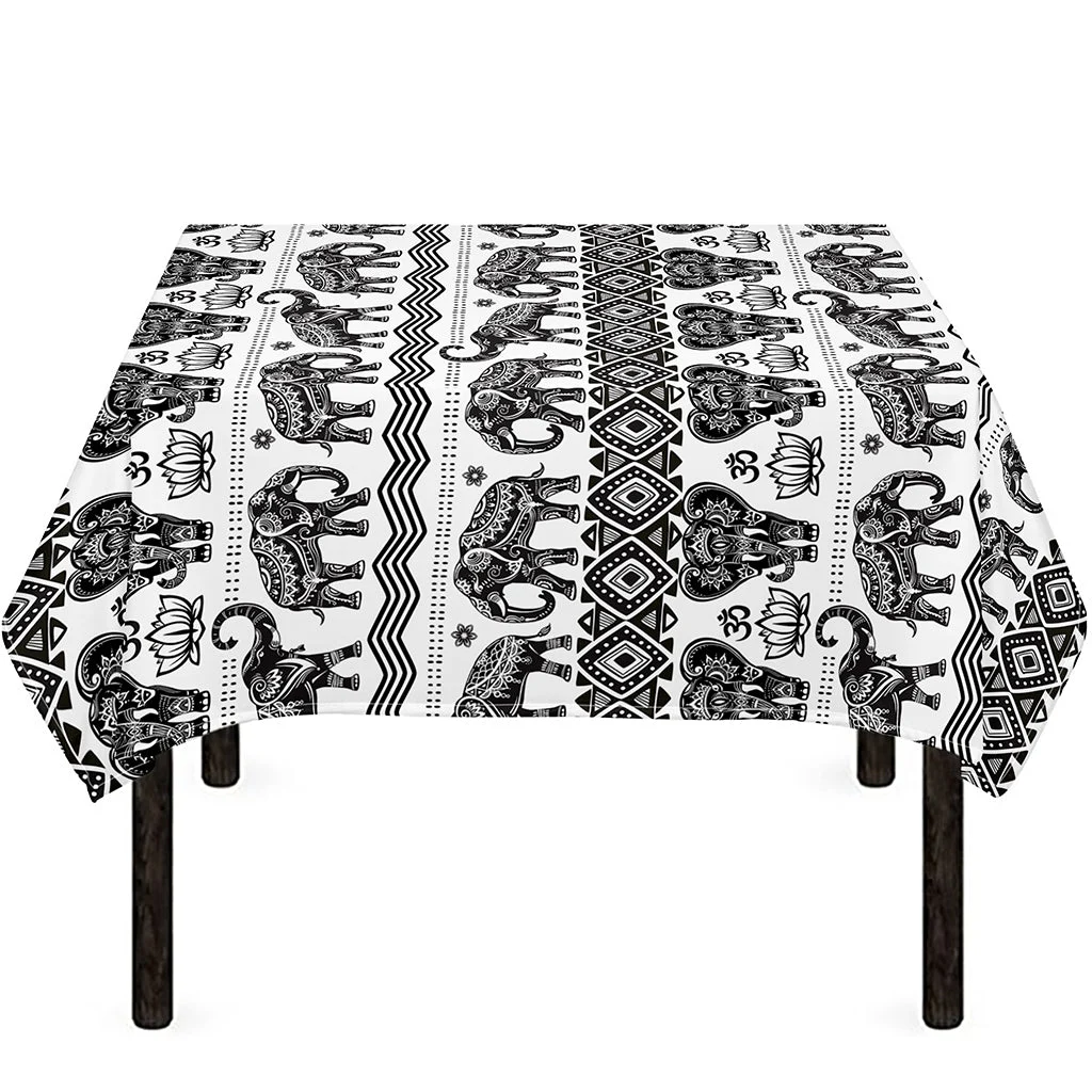White And Black Indian Elephant Print Tablecloth Kitchen Home Decor White And Black Indian Elephant Print Tablecloth Kitchen Home Decor