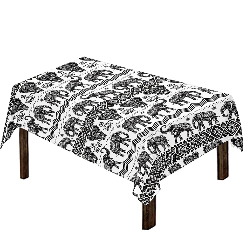 White And Black Indian Elephant Print Tablecloth Kitchen Home Decor White And Black Indian Elephant Print Tablecloth Kitchen Home Decor