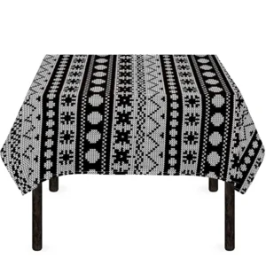 White And Black Knitted Pattern Print Tablecloth Kitchen Home Decor