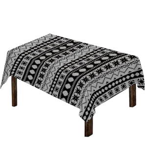 White And Black Knitted Pattern Print Tablecloth Kitchen Home Decor