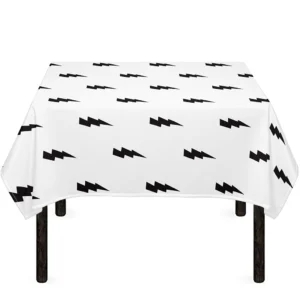 White And Black Lightning Pattern Print Tablecloth Kitchen Home Decor