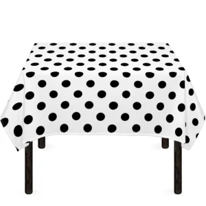 White And Black Polka Dot Pattern Print Tablecloth Kitchen Home Decor