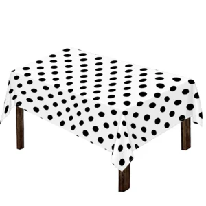 White And Black Polka Dot Pattern Print Tablecloth Kitchen Home Decor