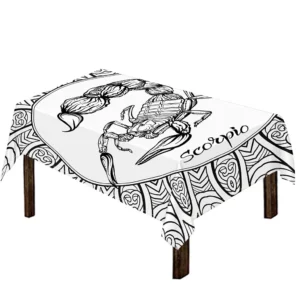 White And Black Scorpio Sign Print Tablecloth Kitchen Home Decor
