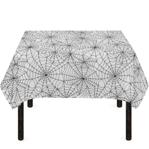 White And Black Spider Web Pattern Print Tablecloth Kitchen Home Decor