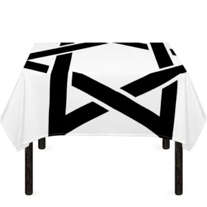 White And Black Star of David Print Tablecloth Kitchen Home Decor