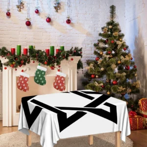 White And Black Star of David Print Tablecloth Kitchen Home Decor