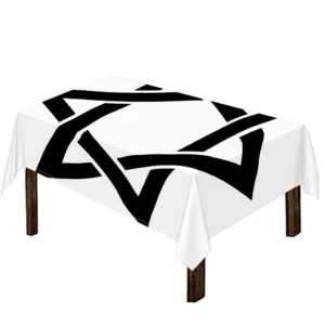White And Black Star of David Print Tablecloth Kitchen Home Decor