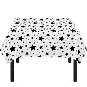 White And Black Star Pattern Print Tablecloth Kitchen Home Decor