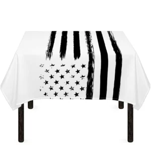 White And Black USA Flag Print Tablecloth Kitchen Home Decor