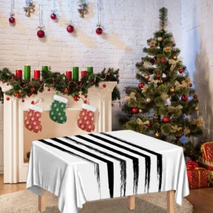 White And Black USA Flag Print Tablecloth Kitchen Home Decor