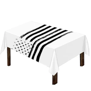 White And Black USA Flag Print Tablecloth Kitchen Home Decor