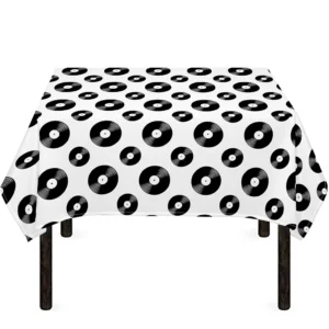 White And Black Vinyl Pattern Print Tablecloth Kitchen Home Decor