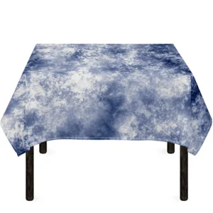 White And Blue Acid Wash Tie Dye Print Tablecloth Kitchen Home Decor
