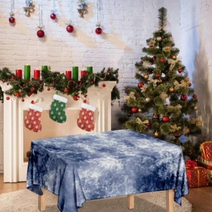 White And Blue Acid Wash Tie Dye Print Tablecloth Kitchen Home Decor