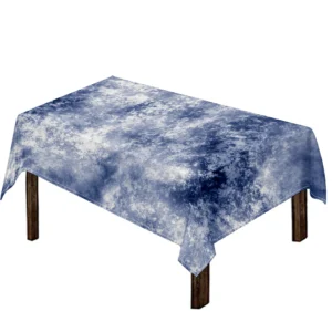 White And Blue Acid Wash Tie Dye Print Tablecloth Kitchen Home Decor