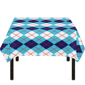 White And Blue Argyle Pattern Print Tablecloth Kitchen Home Decor