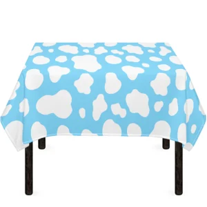 White And Blue Cow Print Tablecloth Kitchen Home Decor