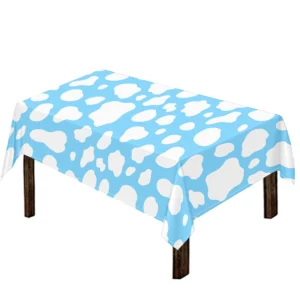 White And Blue Cow Print Tablecloth Kitchen Home Decor