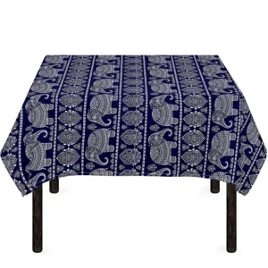 White And Blue Indian Elephant Print Tablecloth Kitchen Home Decor