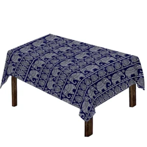 White And Blue Indian Elephant Print Tablecloth Kitchen Home Decor