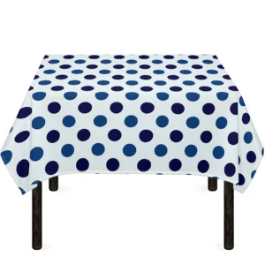 White And Blue Polka Dot Pattern Print Tablecloth Kitchen Home Decor