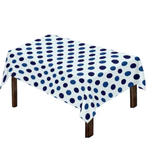 White And Blue Polka Dot Pattern Print Tablecloth Kitchen Home Decor