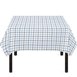 White And Blue Tattersall Pattern Print Tablecloth Kitchen Home Decor