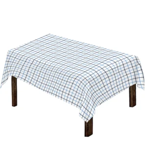 White And Blue Tattersall Pattern Print Tablecloth Kitchen Home Decor