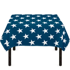 White And Blue USA Star Pattern Print Tablecloth Kitchen Home Decor