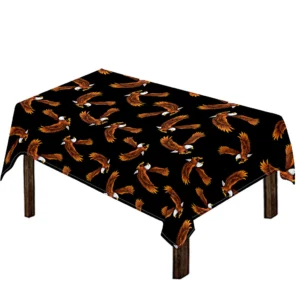 White And Brown Eagle Pattern Print Tablecloth Kitchen Home Decor