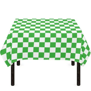 White And Green Checkered Print Tablecloth Kitchen Home Decor